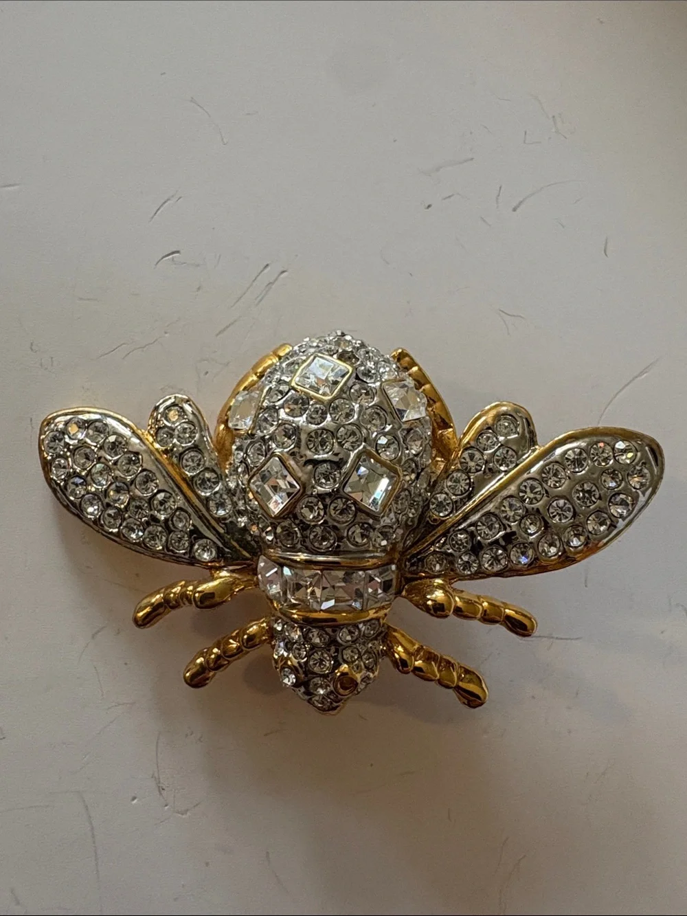 Gold and Crystal Bee Brooch - Sparkling Women’s Accessory